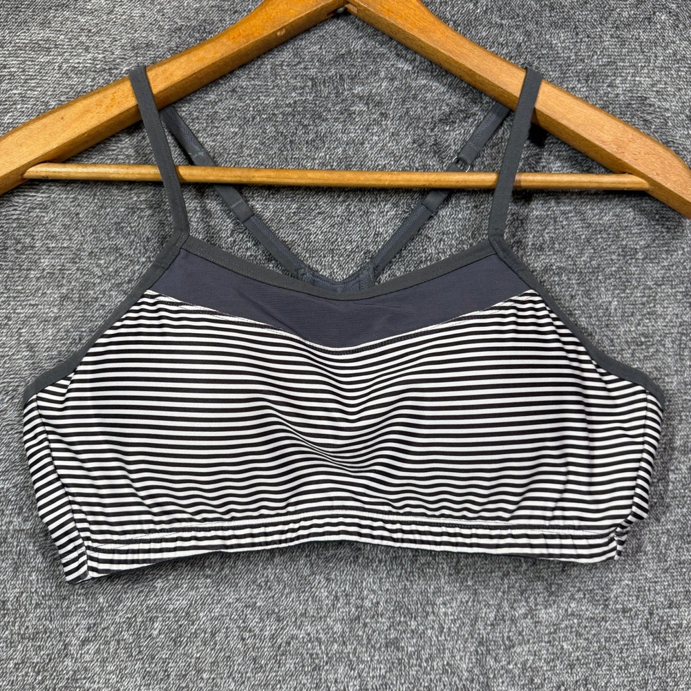 Moving Comfort Sports Bra Size L/G 36AB-38A Black White Striped